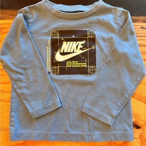 Nike Long Sleeve Shirt Toddler 24M Blue Graphic Logo Tee